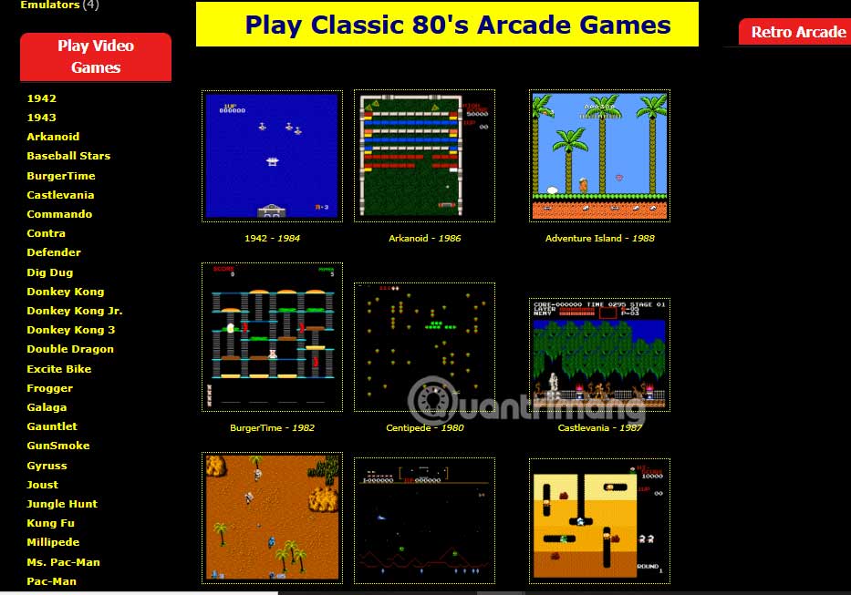 Instructions for playing classic Arcade games on computer Picture 3