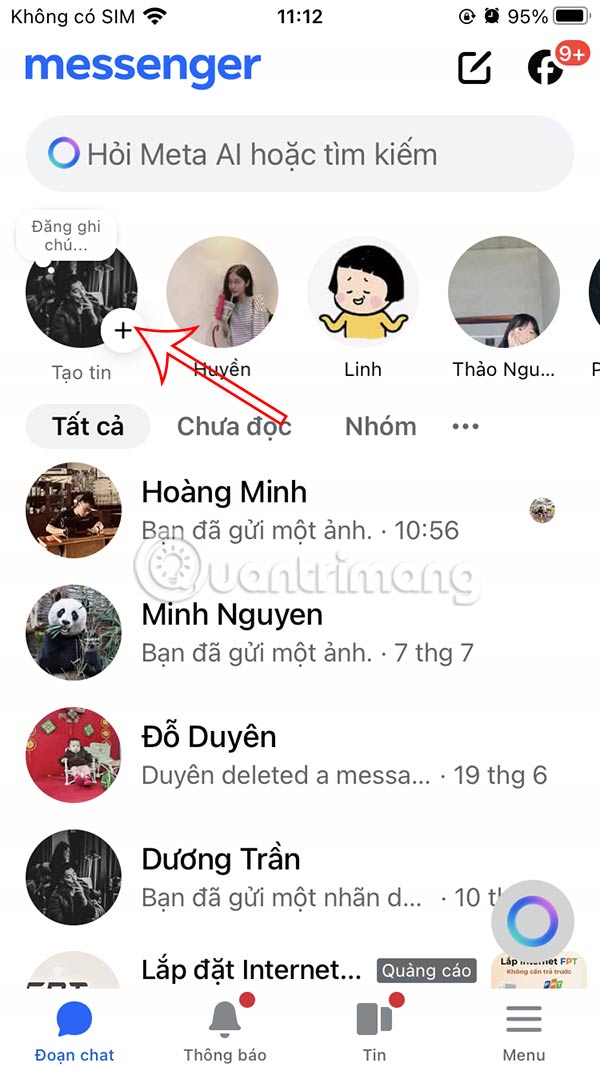 How to post GIF in Messenger notes Picture 1