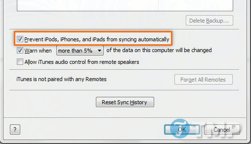 Picture 4 of How to prevent iTunes from automatically syncing when connecting iPhone, iPad, and iPod Touch.