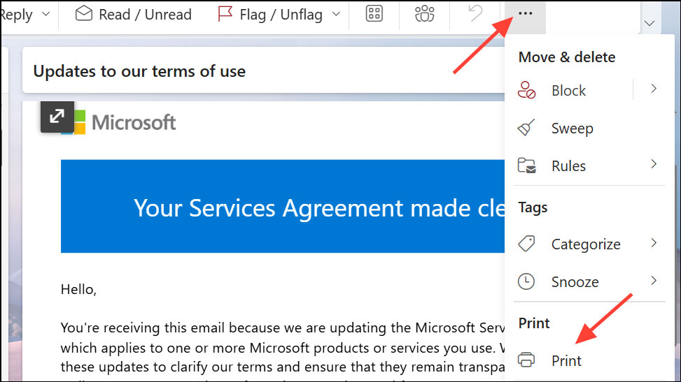 How to print emails on Outlook Picture 1