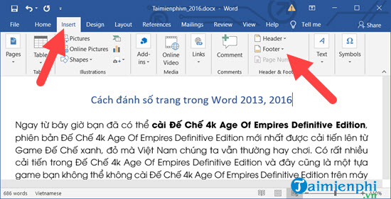 Picture 1 of How to quickly number pages in Word 2010, 2013, 2016, and 2019