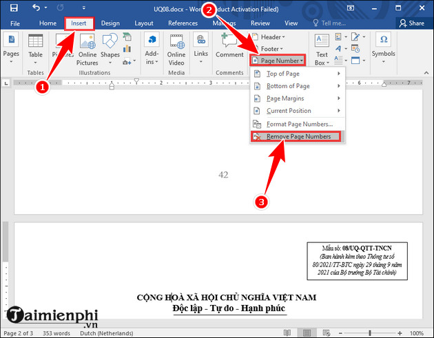 Picture 22 of How to quickly number pages in Word 2010, 2013, 2016, and 2019