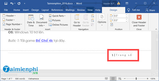 Picture 6 of How to quickly number pages in Word 2010, 2013, 2016, and 2019