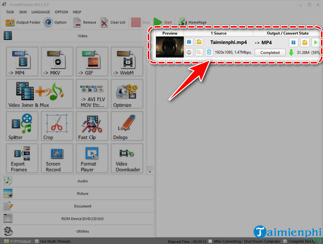 Picture 9 of How to reduce video file size using Format Factory on a computer.