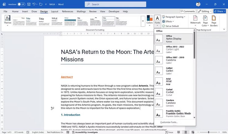 images 3 of How to reformat a Word document using the Design tab