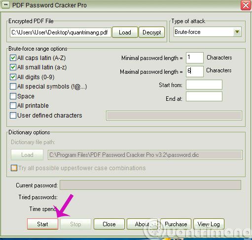 How to remove PDF file password - Use PDF Password Cracker Pro software Picture 13