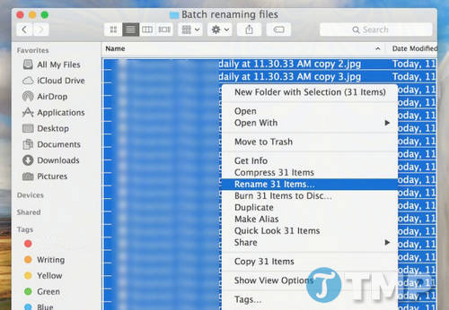 Picture 1 of How to rename files in bulk using Finder on Mac OS X
