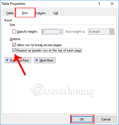 Picture 12 of How to repeat the table header bar in Word