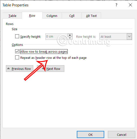 Picture 5 of How to repeat the table header bar in Word