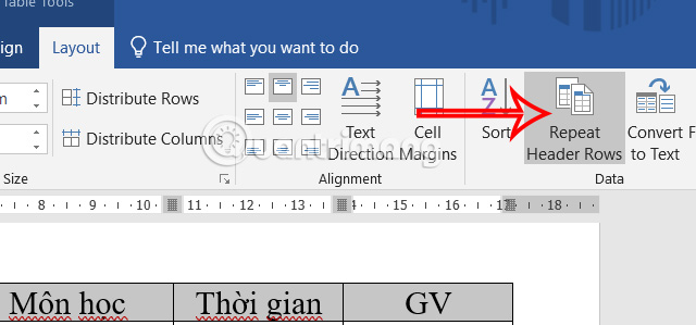 Picture 6 of How to repeat the table header bar in Word