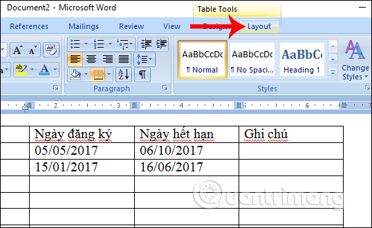 Picture 7 of How to repeat the table header bar in Word