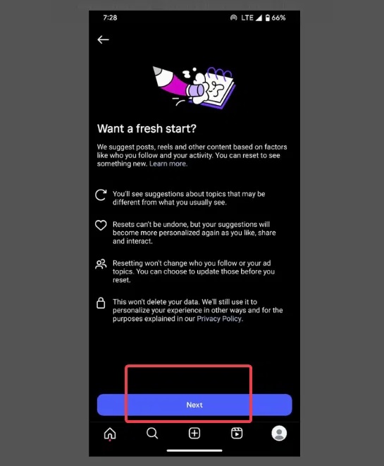 How to reset Instagram algorithm to get new feed Picture 3