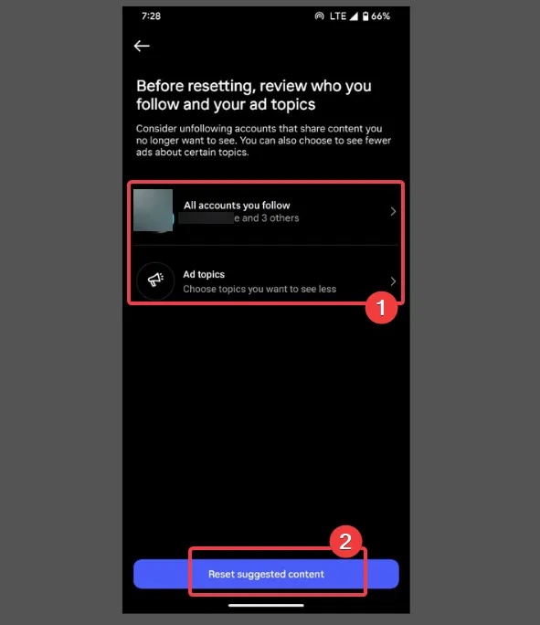 How to reset Instagram algorithm to get new feed Picture 4
