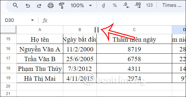 Picture 1 of How to resize cells in Google Sheets