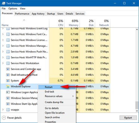 How to restart Explorer.exe on WIndows 10 Picture 2