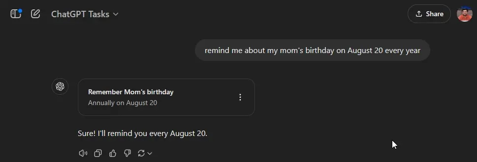 How to schedule tasks and set reminders in ChatGPT Picture 4