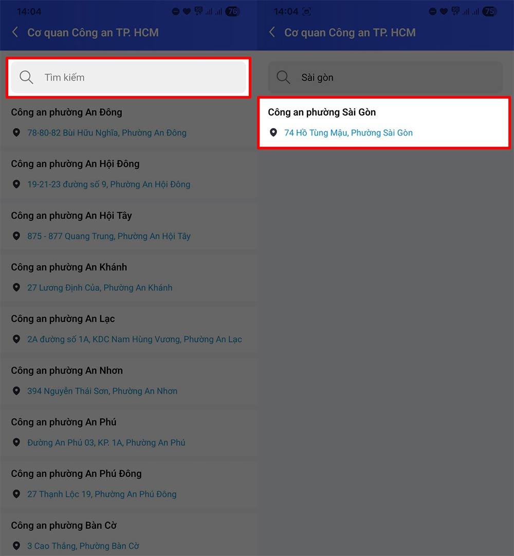 How to view the address of the ward/commune police after the merger Picture 3