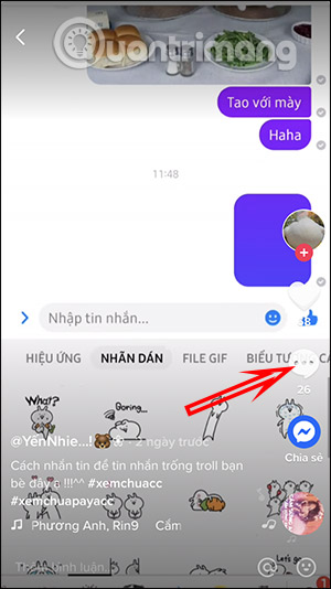 How to send blank messages on Messenger, post status, leave blank comments on Facebook Picture 3