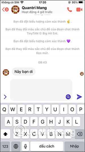 How to send blank messages on Messenger, post status, leave blank comments on Facebook Picture 5