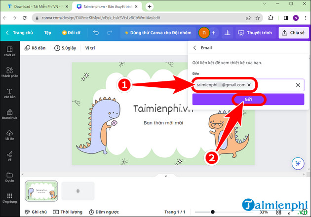 Picture 10 of How to send Canva links via Zalo, Gmail, Messenger, and share Canva designs via Zalo.