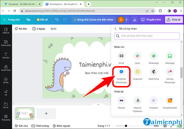 Picture 11 of How to send Canva links via Zalo, Gmail, Messenger, and share Canva designs via Zalo.