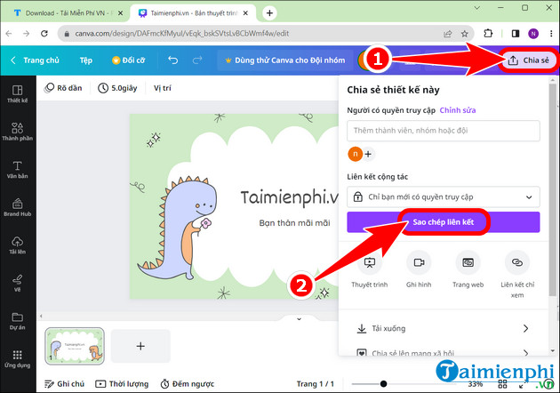 Picture 5 of How to send Canva links via Zalo, Gmail, Messenger, and share Canva designs via Zalo.