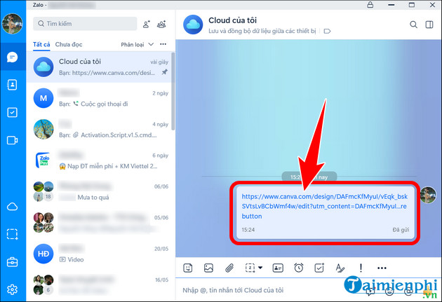 Picture 6 of How to send Canva links via Zalo, Gmail, Messenger, and share Canva designs via Zalo.