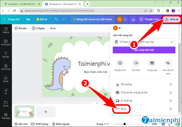 Picture 7 of How to send Canva links via Zalo, Gmail, Messenger, and share Canva designs via Zalo.