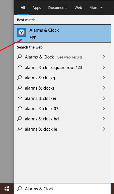 How to set an alarm on a computer or laptop using Win 10 Picture 1