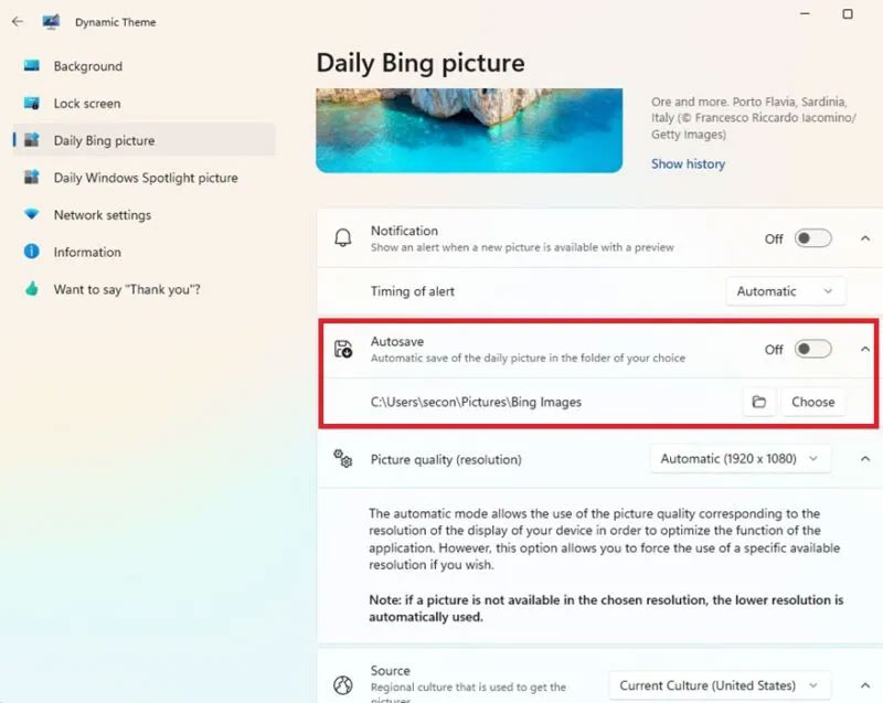 How to set Daily Bing wallpaper as Windows desktop wallpaper Picture 6