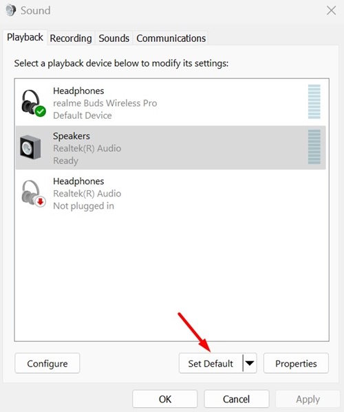 How to set default audio device on Windows 11 Picture 4