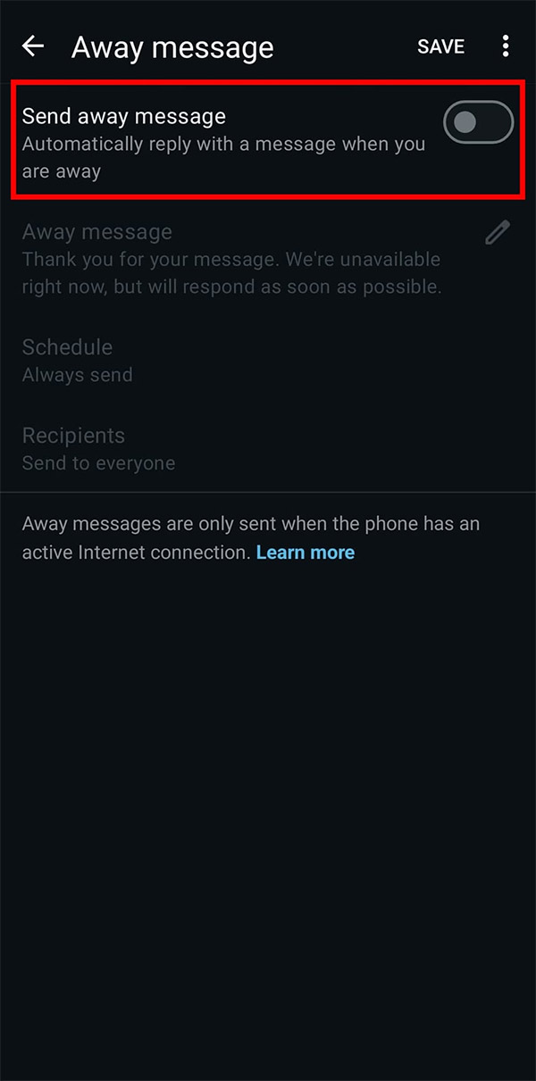 How to set up away message on WhatsApp Picture 2