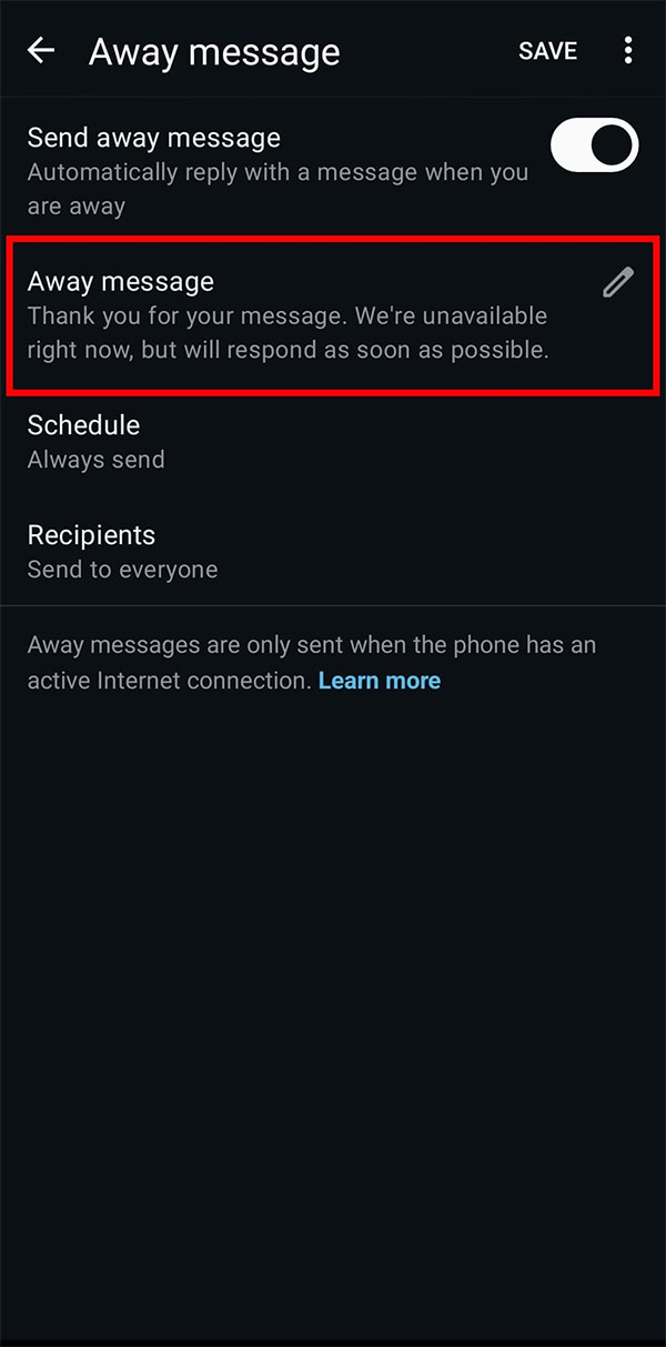 How to set up away message on WhatsApp Picture 3