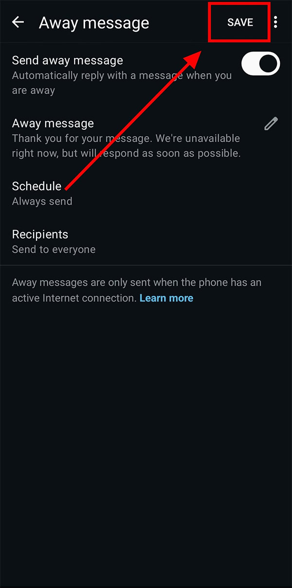 How to set up away message on WhatsApp Picture 4