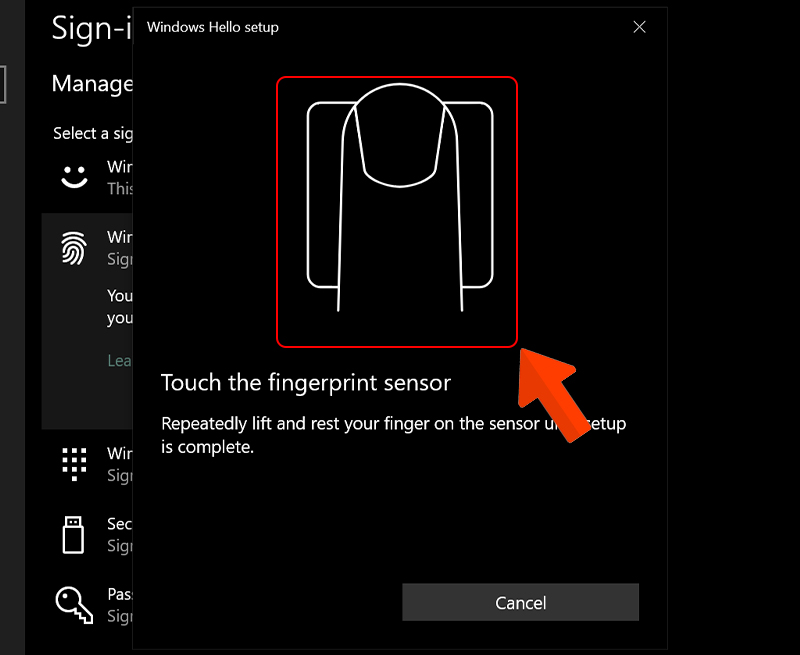 How to set up fingerprint for laptop win 10, absolute security Picture 5