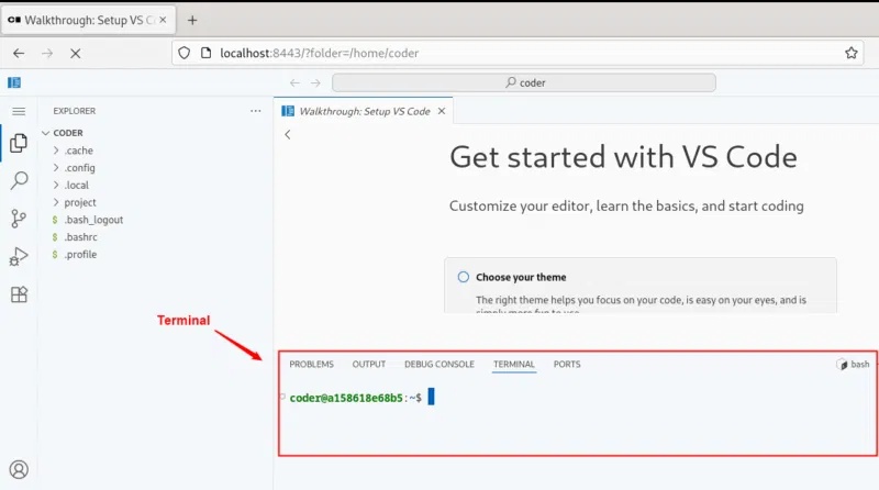 How to setup web based code server in Linux Picture 6