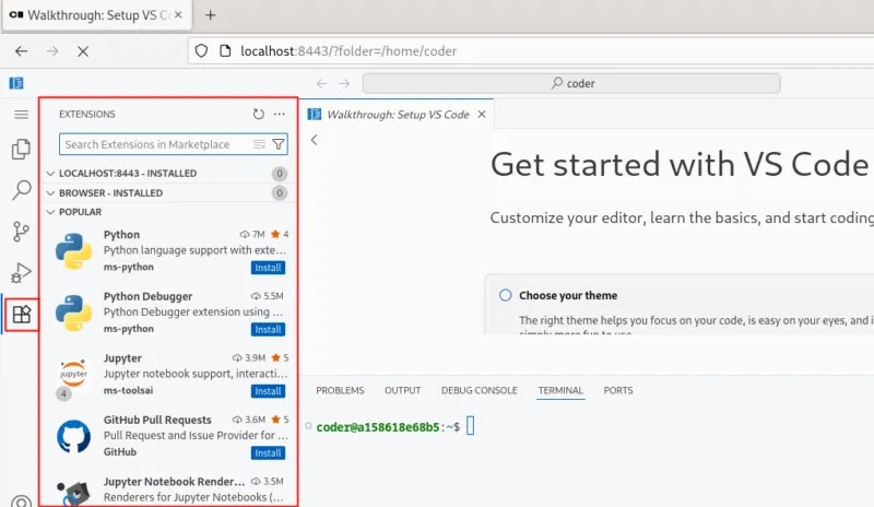 How to setup web based code server in Linux Picture 7