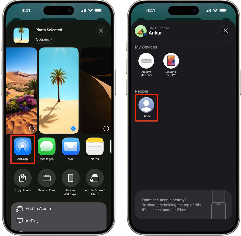 How to share files via AirDrop with a verification code. Picture 1