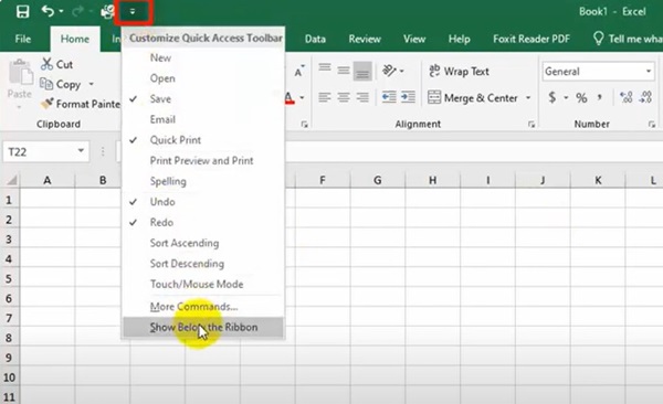 How to show hidden Quick Access Toolbar in Excel Picture 5