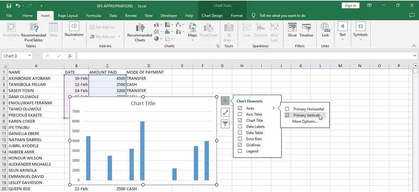 Picture 3 of How to show or hide chart axes in Excel
