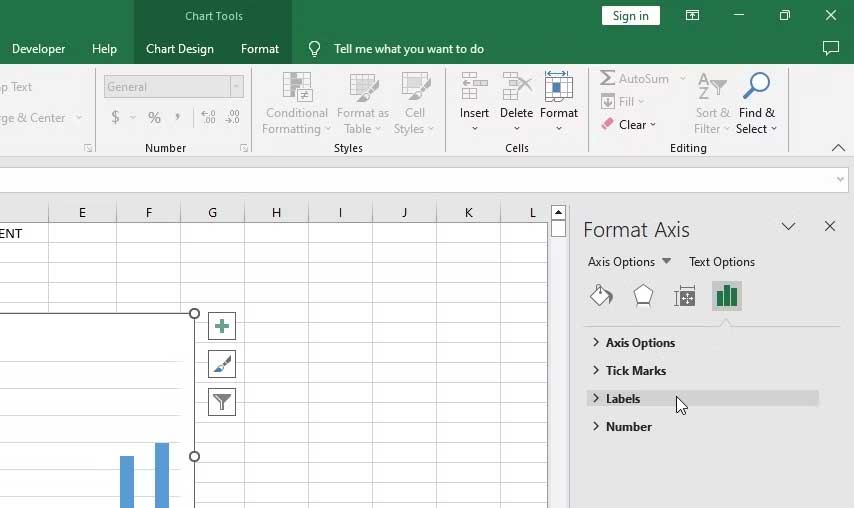 Picture 5 of How to show or hide chart axes in Excel