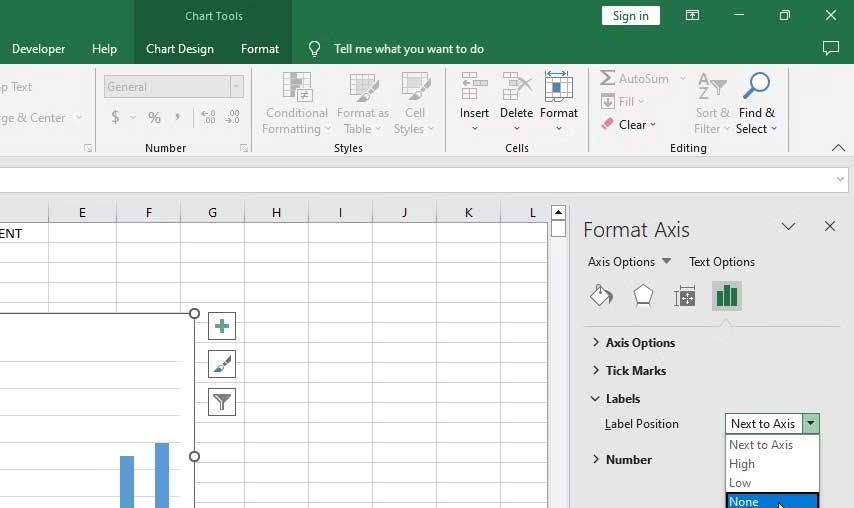 Picture 6 of How to show or hide chart axes in Excel