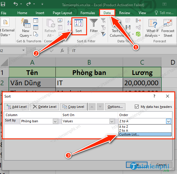 How to sort data in Excel using Sort is extremely simple Picture 5