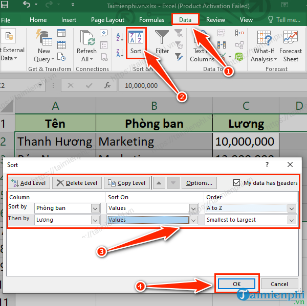 How to sort data in Excel using Sort is extremely simple Picture 9