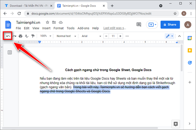 Picture 11 of How to strike through text in Google Sheets and Google Docs