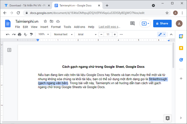 Picture 7 of How to strike through text in Google Sheets and Google Docs