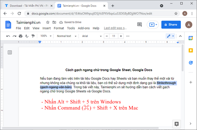 Picture 8 of How to strike through text in Google Sheets and Google Docs