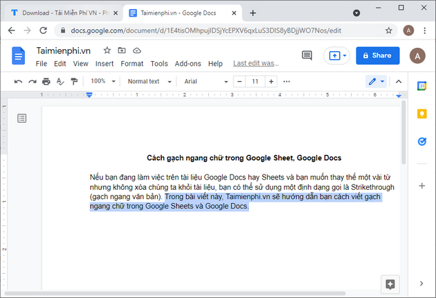 Picture 9 of How to strike through text in Google Sheets and Google Docs