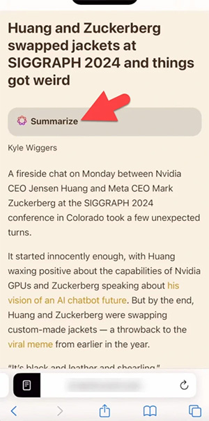 How to summarize web pages on iPhone Safari Picture 3