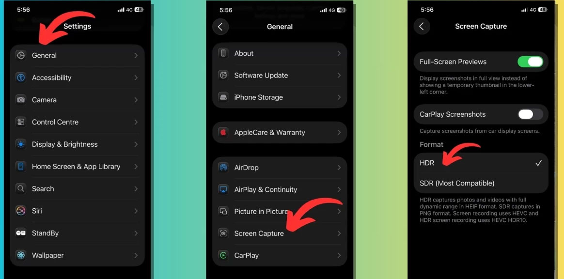 How to Take Screenshots and Record Videos in HDR Mode on iOS 26 Picture 1